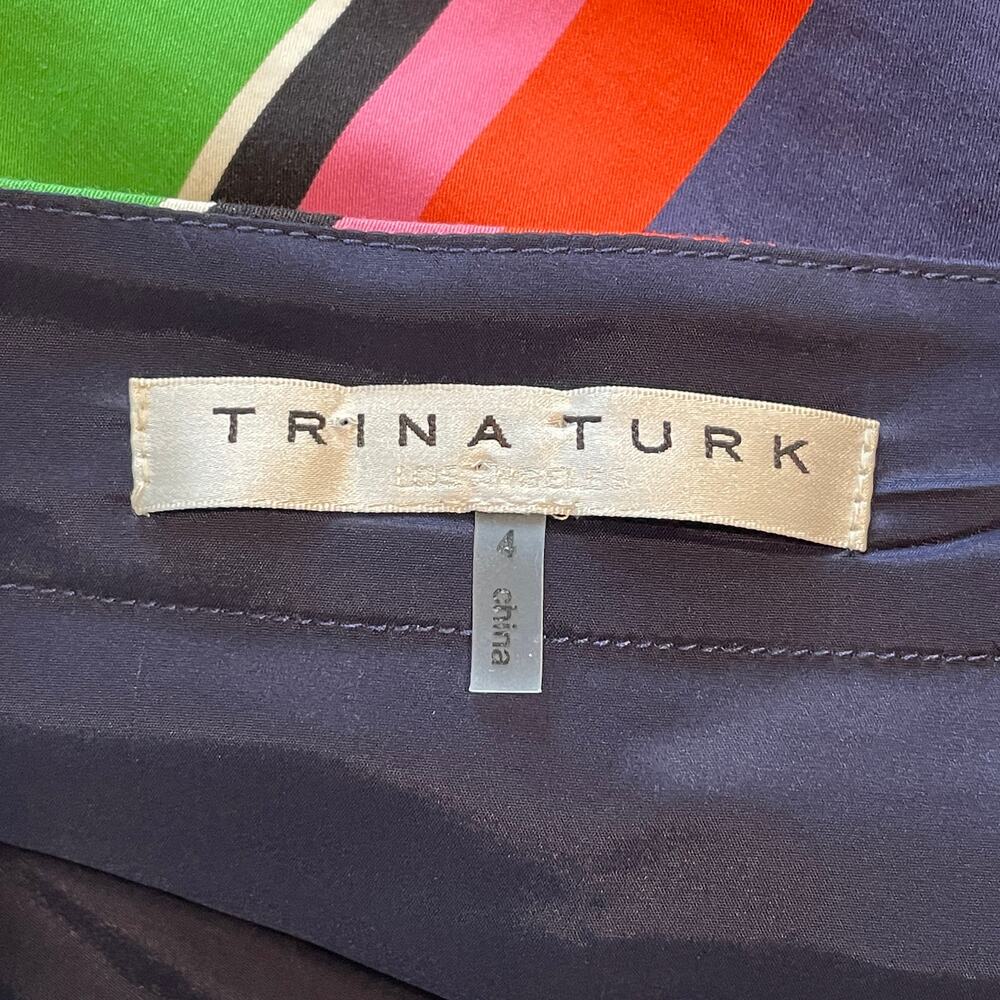 Trina Turk Free Time Skirt Womens Size 4 Green Blue Pink Colorful Bold Career - Picture 6 of 10